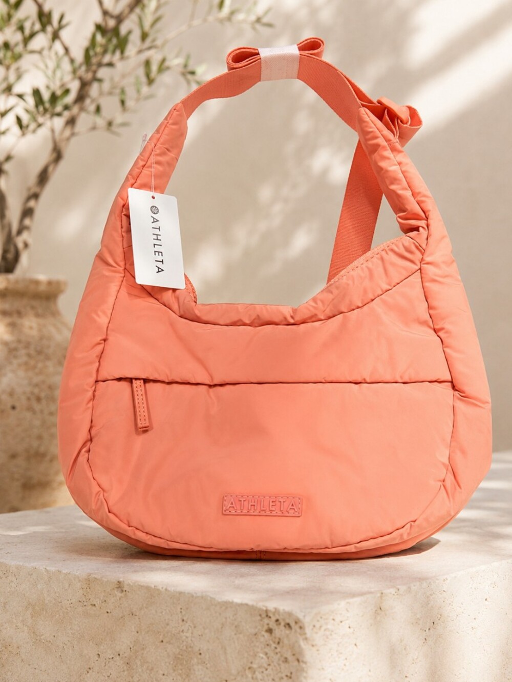NWT Athleta Coral Puffer Hobo Shoulder Bag Lightweight Power of She